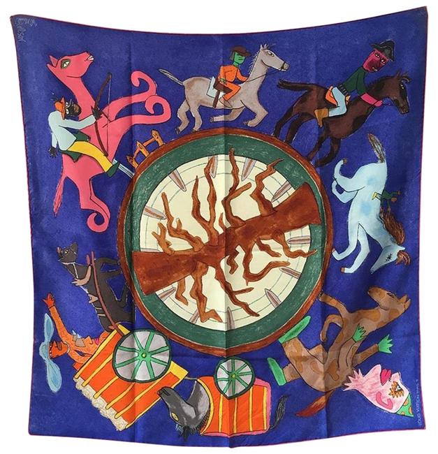 Louis Vuitton Blue William Wilson Les Chevaux Silk In ScarfWrap