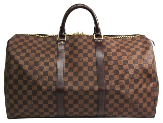 Louis Vuitton Boston Bag Keepall 50 N41427 Ebene Ebene Damier Canvas Satchel