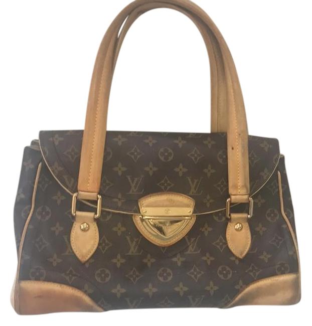 Louis Vuitton Brown and Beige Leather Tote