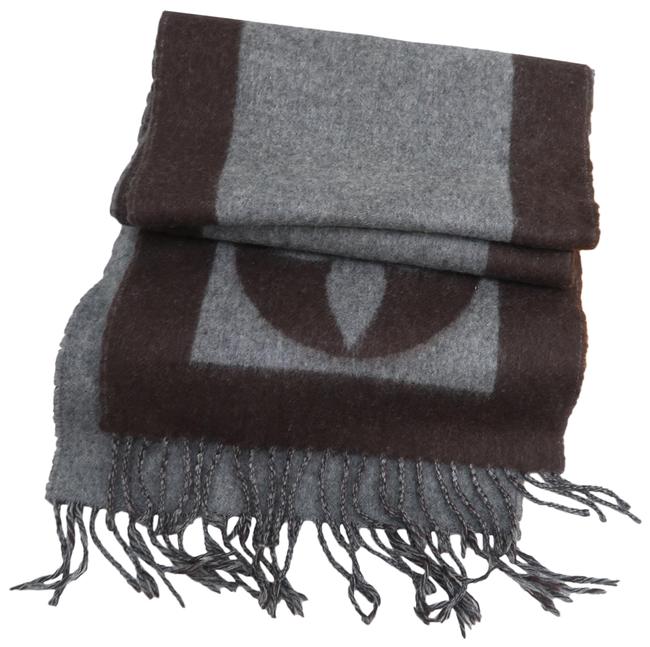Louis Vuitton Brown and Grey Logo ScarfWrap ScarfWrap