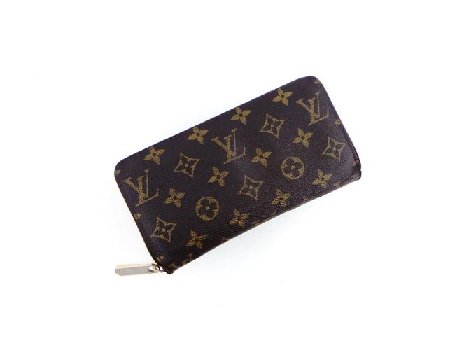 Louis Vuitton Brown Clutch Zippy Monogram Canvas Leather Zip Wallet