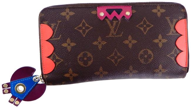 Louis Vuitton Brown Clutch Zippy Totem Monogram Canvas Leather Zip Wallet
