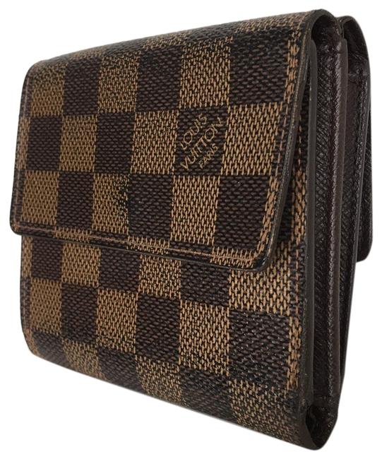 Louis Vuitton Brown Porte Damier Ebene Feuille Elise Double Snap Wallet