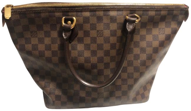 Louis Vuitton Signature Brown Check with Red Interior. Canvas Satchel