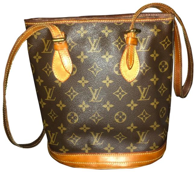 Louis Vuitton Bucket Lv Monogram Brown Canvas Leather Tote