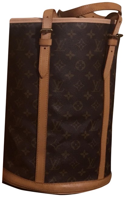 Louis Vuitton Bucket Gm Brown Canvas Leather Baguette