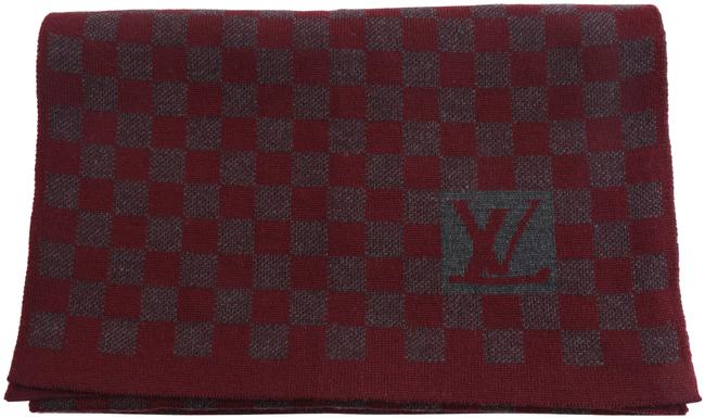 Louis Vuitton Burgundy Damier Graphite Muffler ScarfWrap
