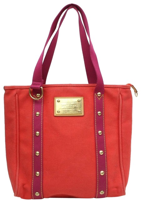 Louis Vuitton Cabas Toile Limited Edition Antigua Mm 870033 Reds Canvas Tote