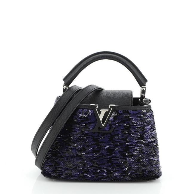 Louis Vuitton Capucines Handbag Mini Black Blue Sequins Cross Body Bag