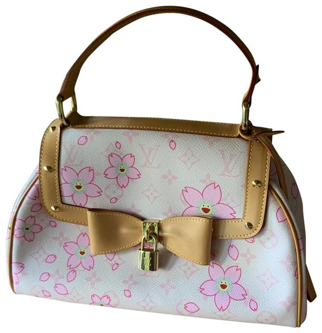 Louis Vuitton Cherry Blossom Sac Retro Pink Coated Canvas Satchel
