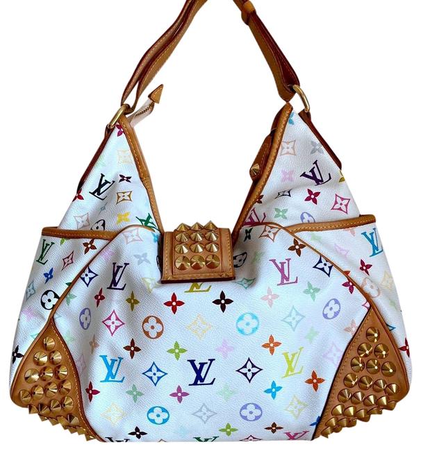 Louis Vuitton Chrissie Multicolor White Canvas Hobo Bag