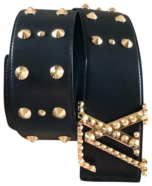 Louis Vuitton Claus Initiales Gold Studded Leather Belt