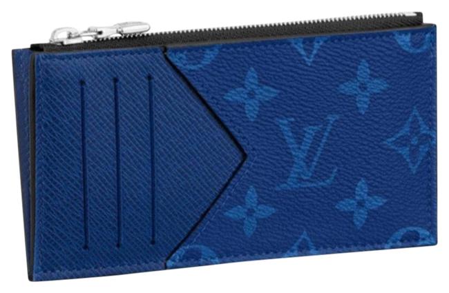 Louis Vuitton Cobalt Navy Blue M30270 Taiga Coin Card Holder Wallet