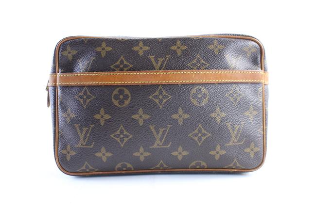 Louis Vuitton Compiegne Monogram 227207 Brown Coated Canvas Clutch