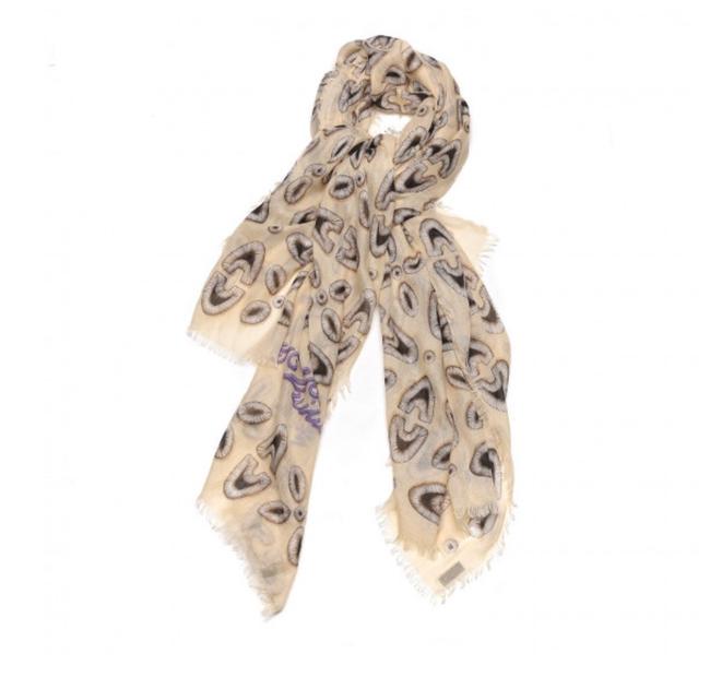 Louis Vuitton Cream Brown Purple Cashmere Silk Shawl ScarfWrap