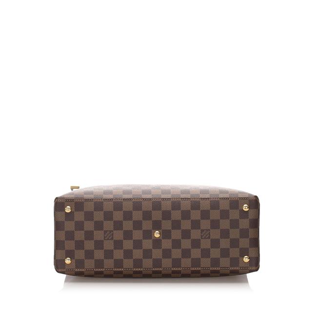 Louis Vuitton Damier Ebene Riverside Brown Leather Satchel