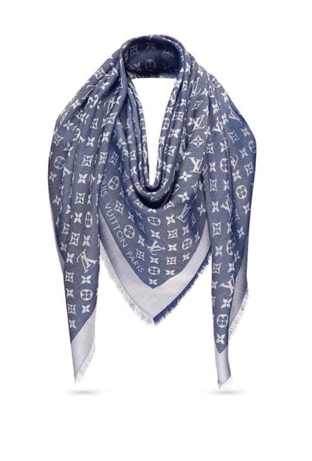 Louis Vuitton Denim Blue Shawl Monogram ScarfWrap