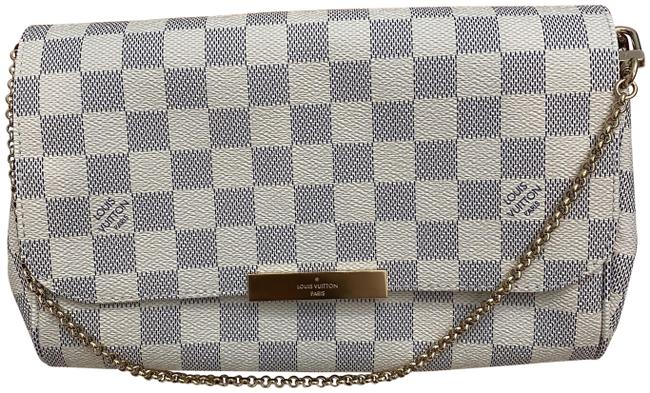 Louis Vuitton Favorite Mm Azur White Damier Canvas Cross Body Bag