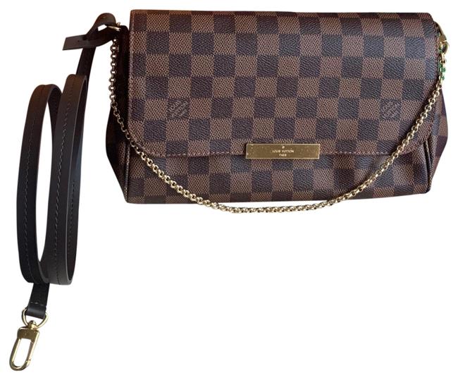 Louis Vuitton Favorite Mm Damier Ebene Red Leather Cross Body Bag