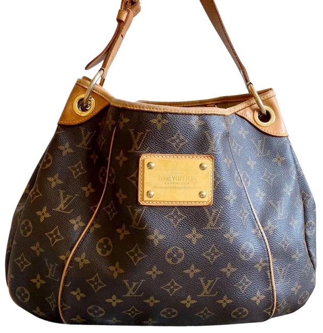 Louis Vuitton Galliera Pm Monogram Leather Brown Coated Canvas Hobo Bag