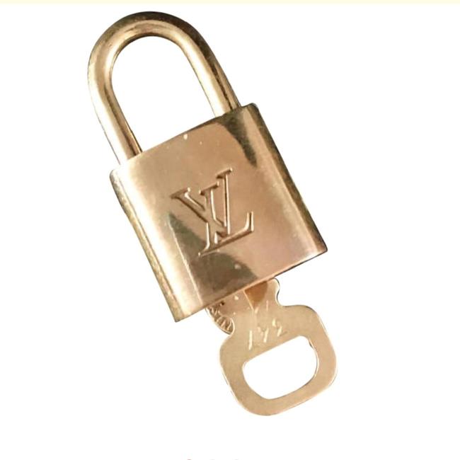 Louis Vuitton Gold Brass Padlock and Key Set
