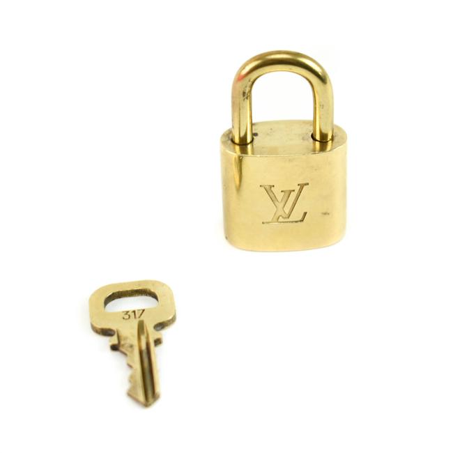 Louis Vuitton GoldBrass Metal "Lv" Logo Padlock Key Set #317 Ou