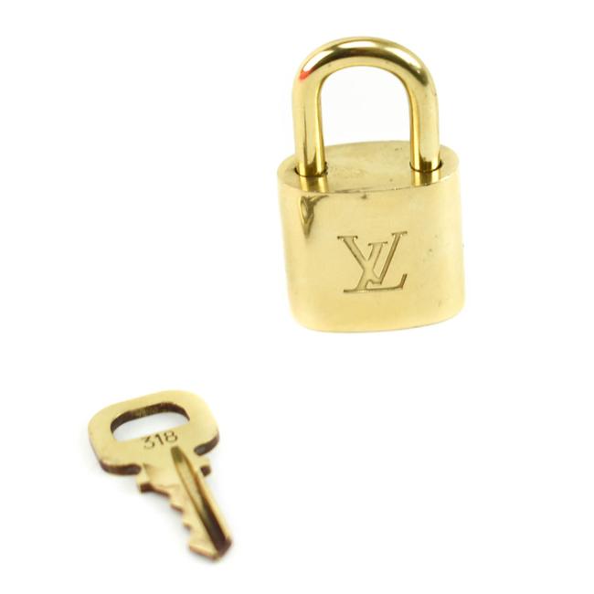 Louis Vuitton GoldBrass Metal "Lv" Logo Padlock Key Set #318 Ov