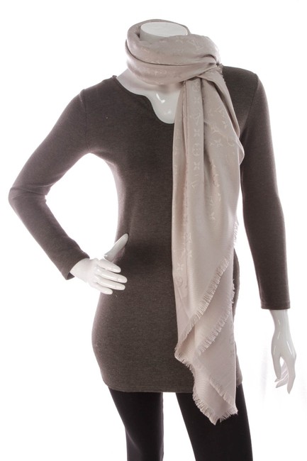 Louis Vuitton Gray Monogram Shawl Greige ScarfWrap