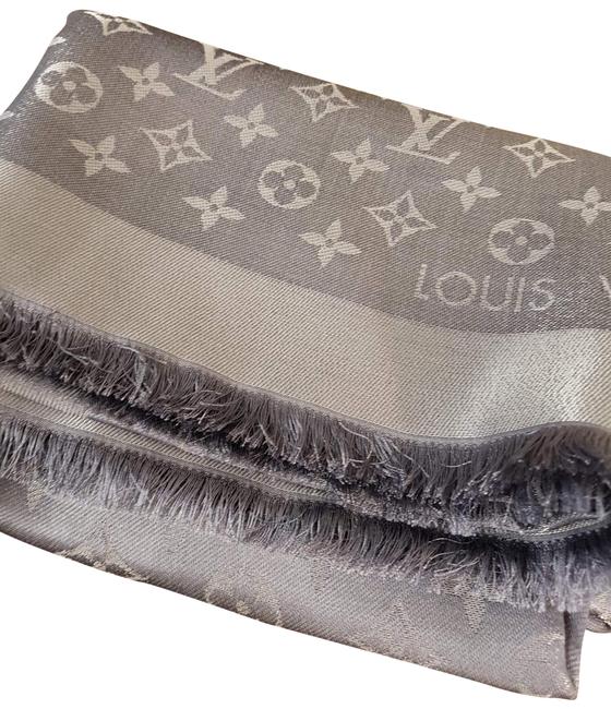 Louis Vuitton Gray Monogram Shine Shawl ScarfWrap