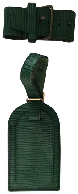 Louis Vuitton Green Leather Powanie Luggage Tag Id Name Tag Set Travel