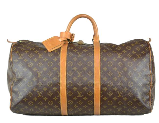 Louis Vuitton Keepall 55 Monogram Brown Canvas Tote