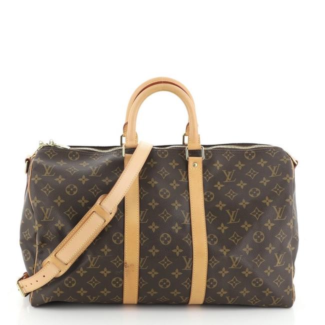 Louis Vuitton Keepall Bandouliere Monogram 45 Brown Canvas Coated Satchel