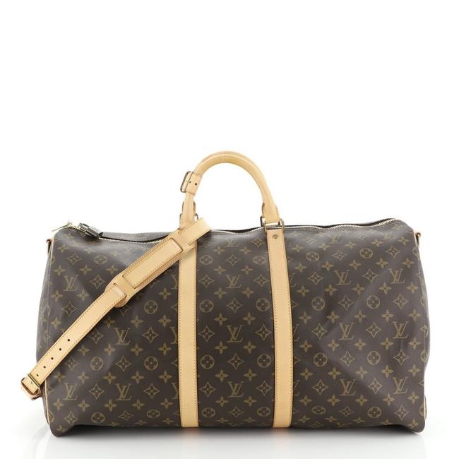Louis Vuitton Keepall Bandouliere Monogram 55 Brown Canvas Coated Satchel