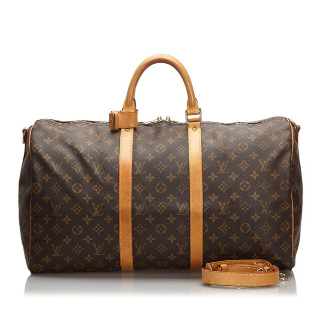 Louis Vuitton Keepall Monogram Bandouliere 60 Brown Leather WeekendTravel Bag