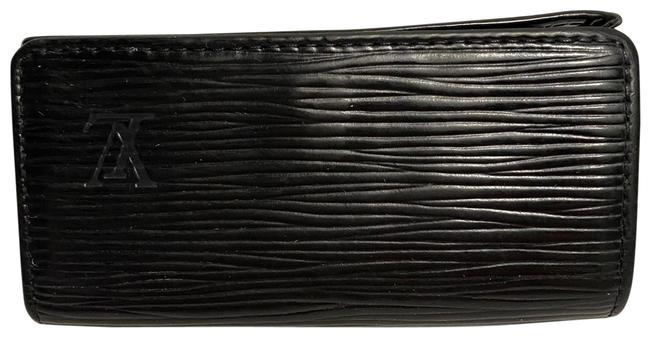 Louis Vuitton Key Holder. Black Leather Wristlet