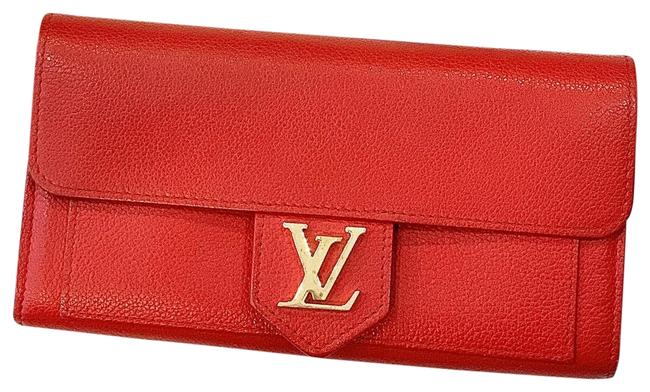 Louis Vuitton Lock Me Wallet Red Calfskin Leather Clutch