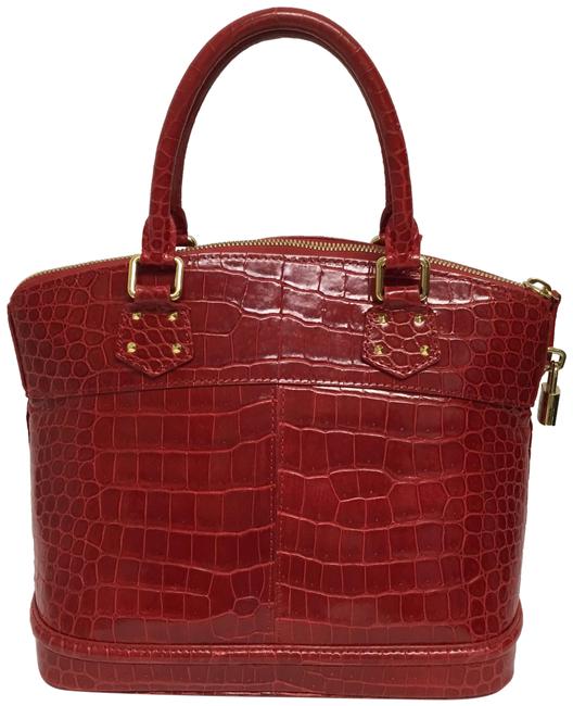 Louis Vuitton Lockit Rouge Red Crocodile Skin Leather Satchel