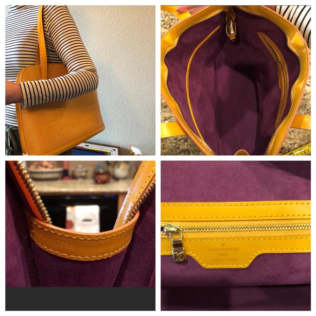Louis Vuitton Lussac Yellow and Purple Epi Leather Suede Brass Hobo Bag