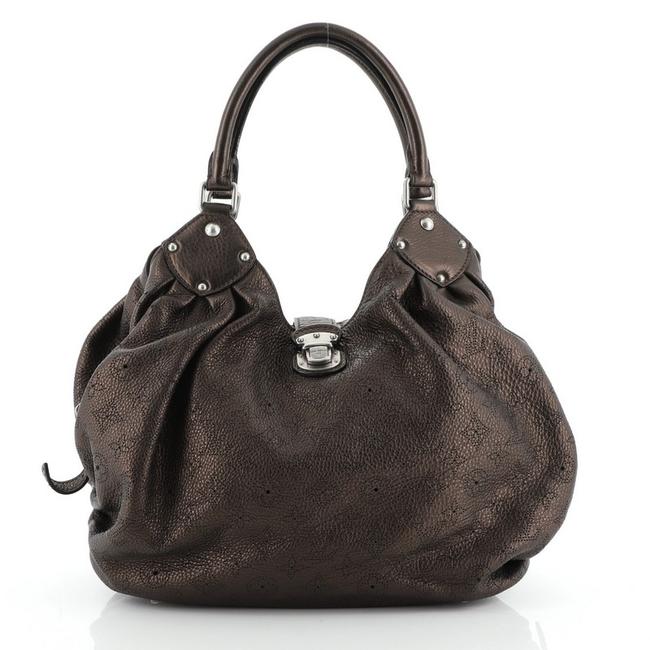 Louis Vuitton Mahina L Brown Leather Hobo Bag