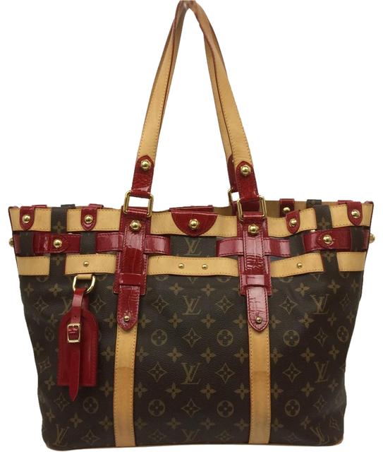 Louis Vuitton Mm Red Monogram Leather Tote