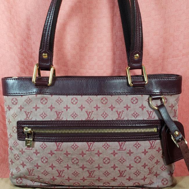 Louis Vuitton Monogram Mini Lin Brown Red Canvas Tote