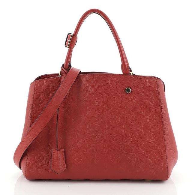 Louis Vuitton Montaigne Handbag Monogram Empreinte Mm Red Leather Satchel