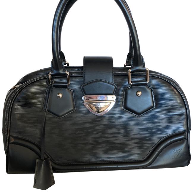 Louis Vuitton Bowling Bag Montaigne Leather Black Satchel