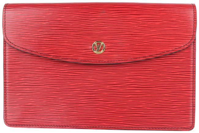 Louis Vuitton Pochette Montaigne Envelope 13lj1110 Red Leather Clutch