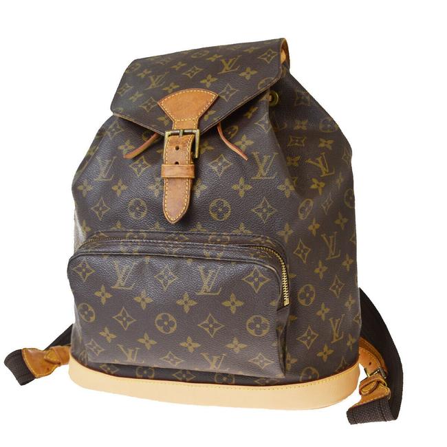 Louis Vuitton Montsouris Gm Brown Monogram Leather Backpack