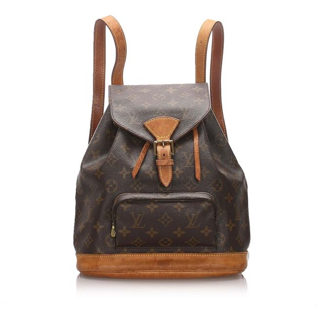 Louis Vuitton Montsouris Monogram Mm Brown Leather Backpack