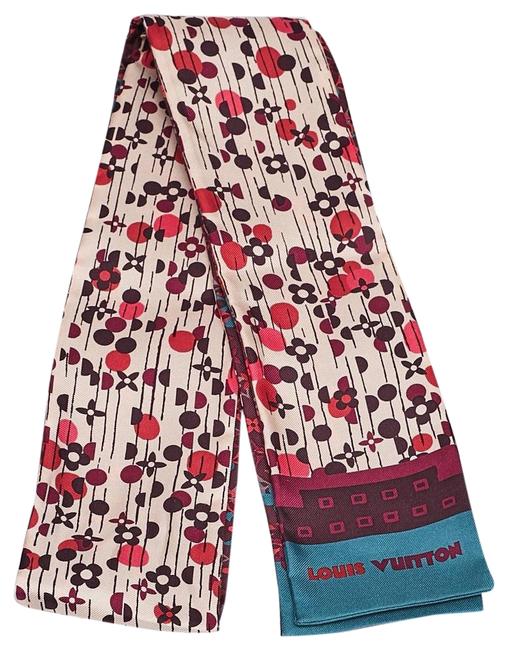 Louis Vuitton Multicolor Pink Floral Dots Lv Print Silk Bandeau ScarfWrap