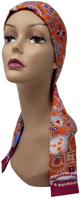 Louis Vuitton Multicolor Pink Silk Lv Monogram Printed Bandeau ScarfWrap