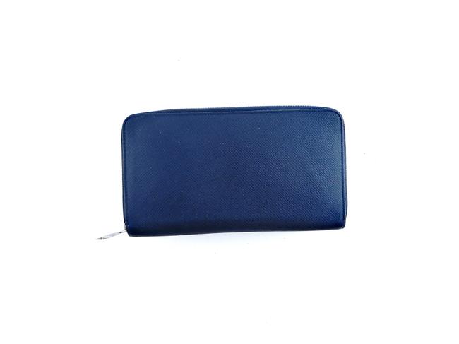 Louis Vuitton Navy Blue Long Clutch Zippy Taiga Leather Zip Wallet