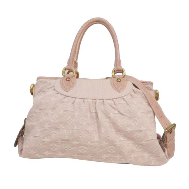 Louis Vuitton Neo Cabby Monogram Denim Mm Pink Leather Satchel